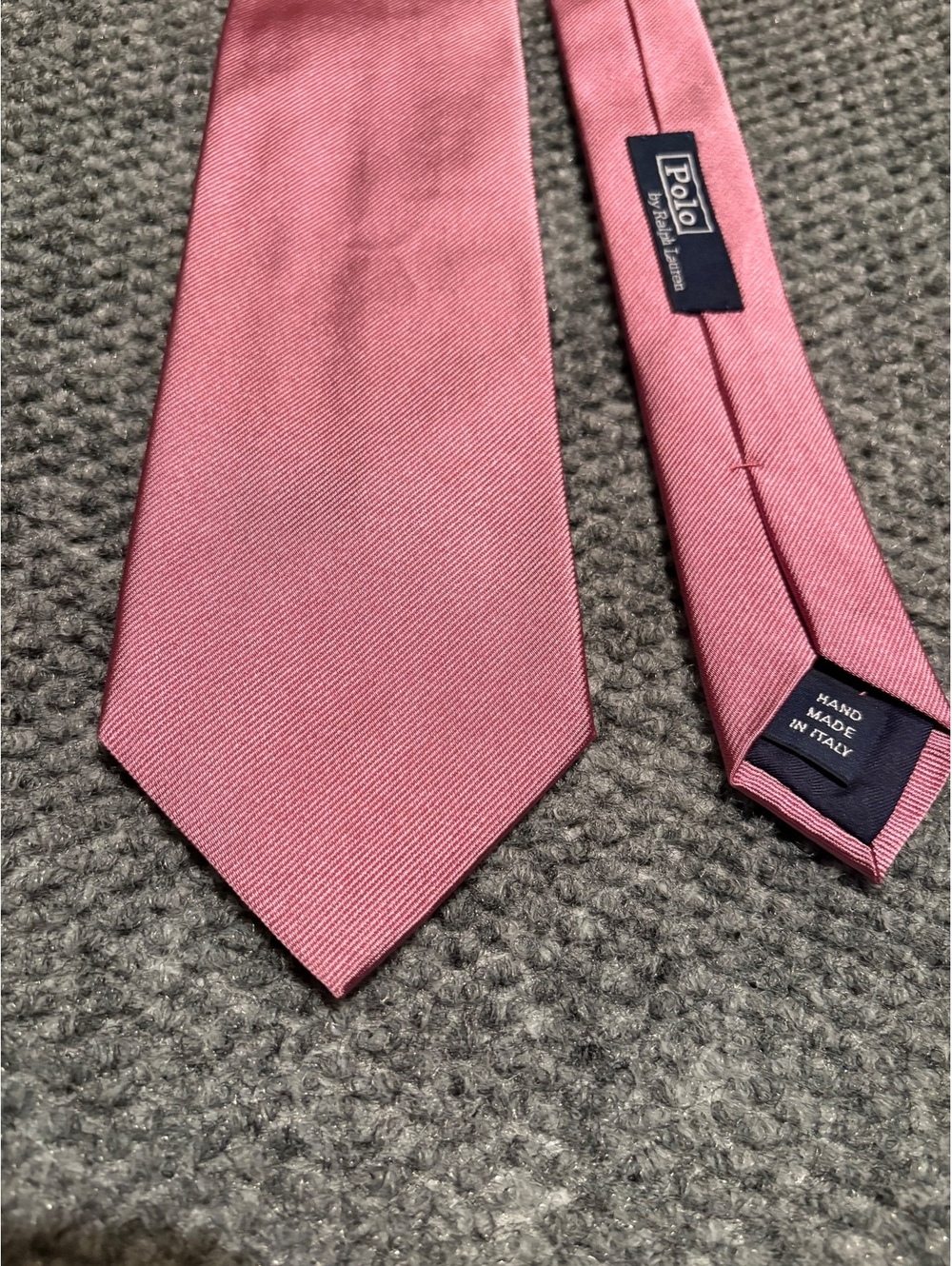 Polo Ralph Lauren Solid Pink All Silk Men's Hand Made in Italy Tie